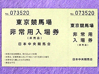 東京競馬場非常用入場券