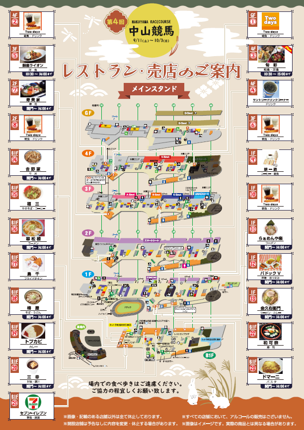 中山競馬場飲食店営業案内